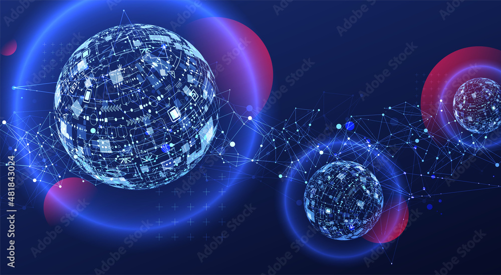 Poster Abstract technology sphere background. Global network concept.