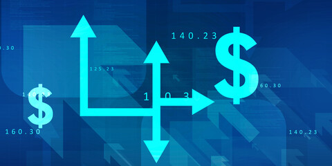 2d rendering Stock market online business concept