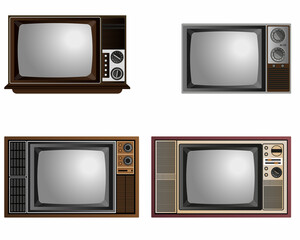 various realistic old vintage tv