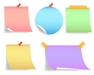 realistic paper note set with various color