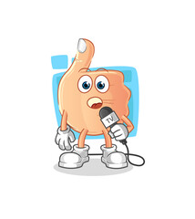 thumbs up tv reporter cartoon. cartoon mascot vector