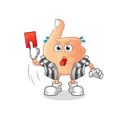 thumbs up referee with red card illustration. character vector