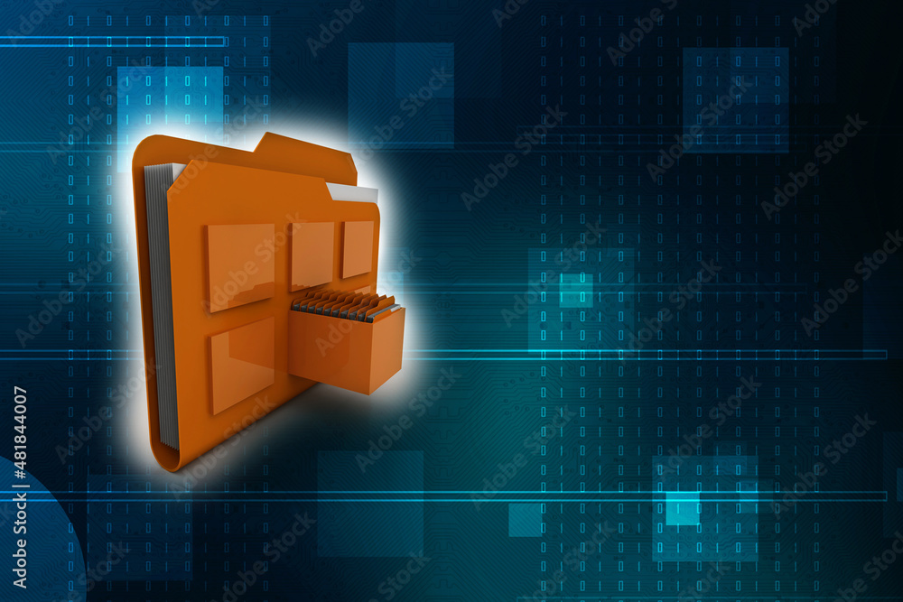Poster 3d rendering folder with documents