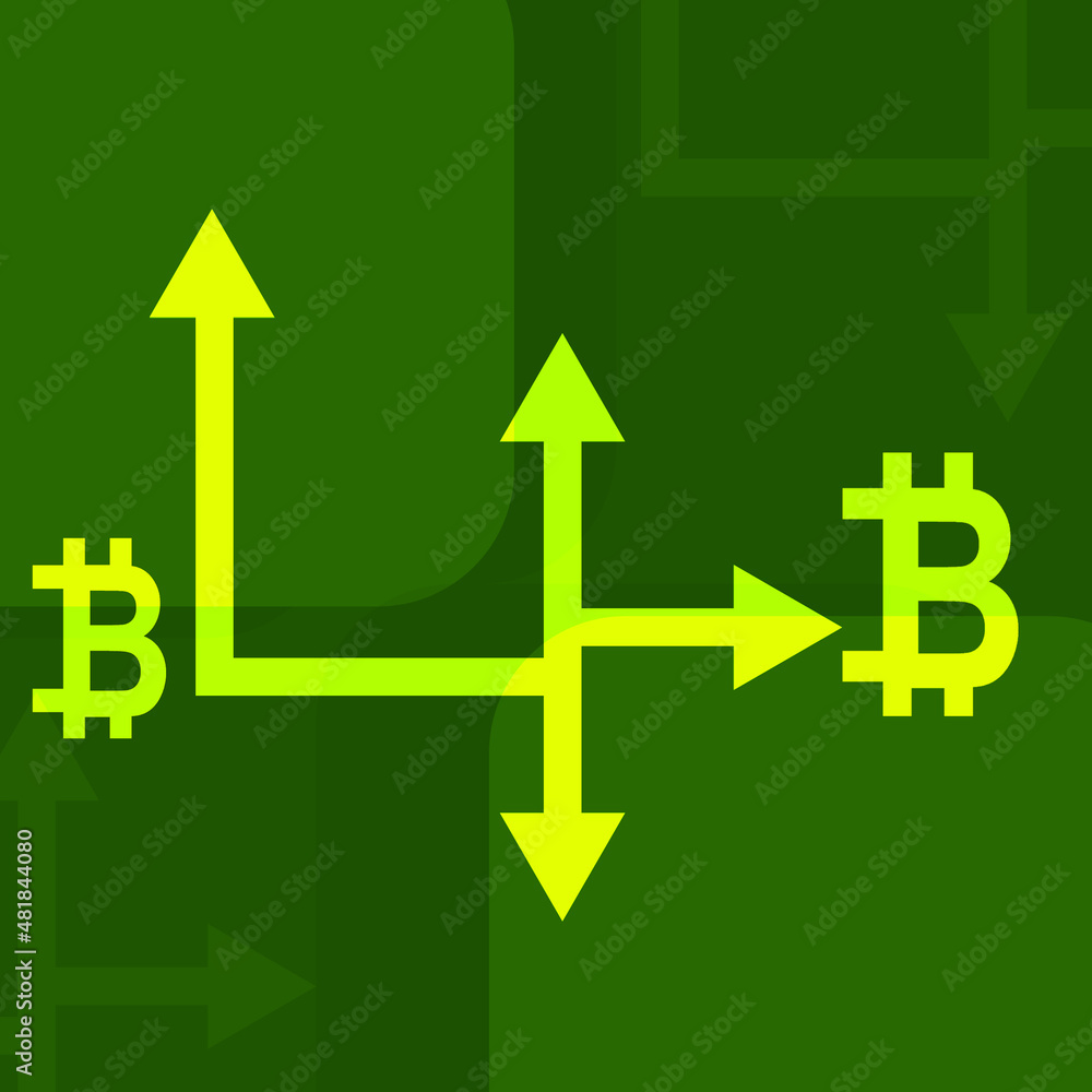 Poster 2d rendering stock market online business concept. business graph with bit coin