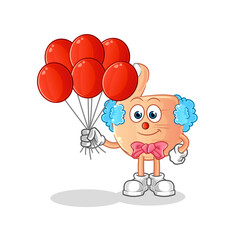thumbs up clown with balloons vector. cartoon character