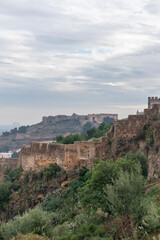 Fototapeta na wymiar Castle on the top of the hill in the city of Sagunto, in the community of Valencia Spain.