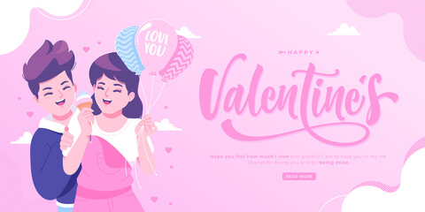 beautiful happy valentine's day illustration banner template