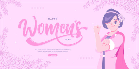beautiful happy women's day illustration banner template