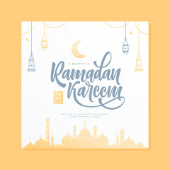 beautiful ramadan kareem card template - obrazy, fototapety, plakaty