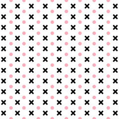 memphis style simple vector xo cute pattern , cross and circle.