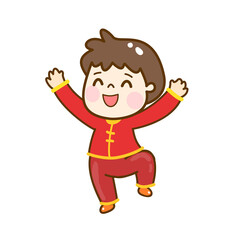 Cute Cartoon Chinese Kids for Chinese New Year.