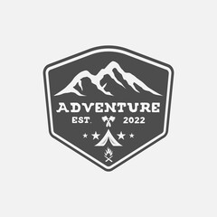 logo emblem  adventure  mountain  camping  vector icon symbol illustration design