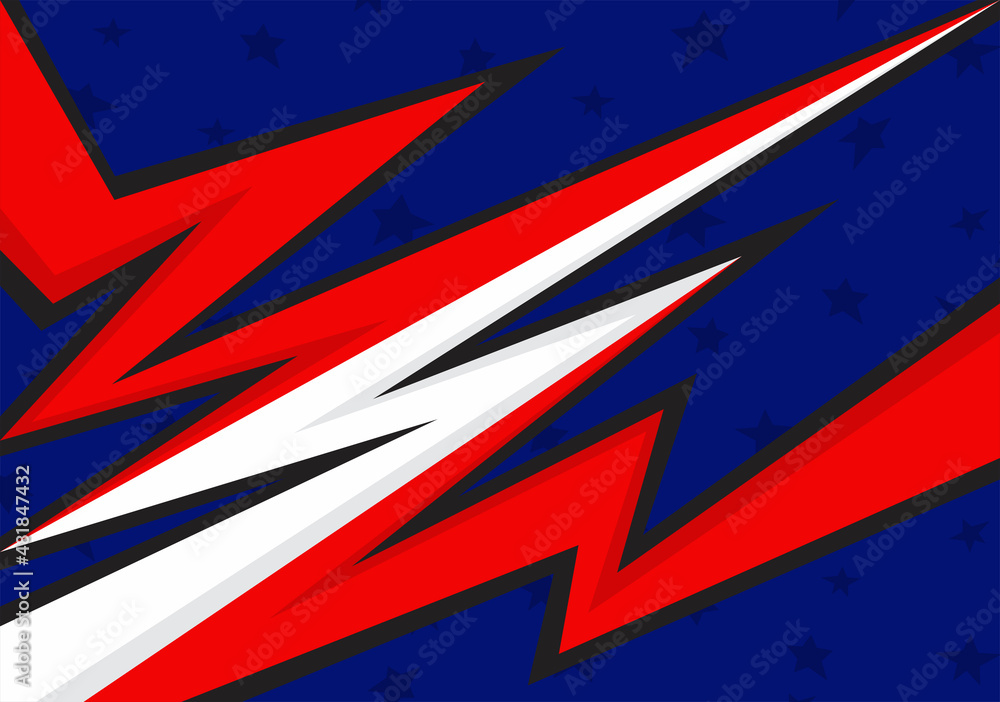 Poster abstract background with american flag theme with jagged zigzag line and some stars pattern