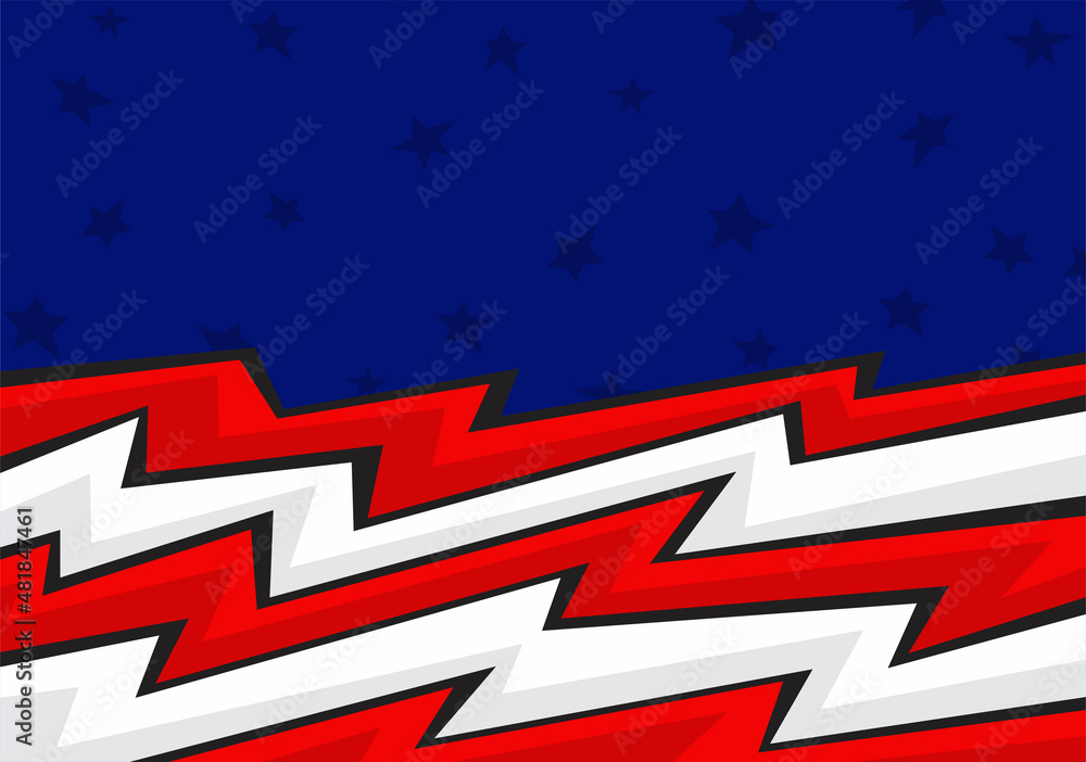 Poster abstract background with american flag theme with jagged zigzag line and some stars pattern