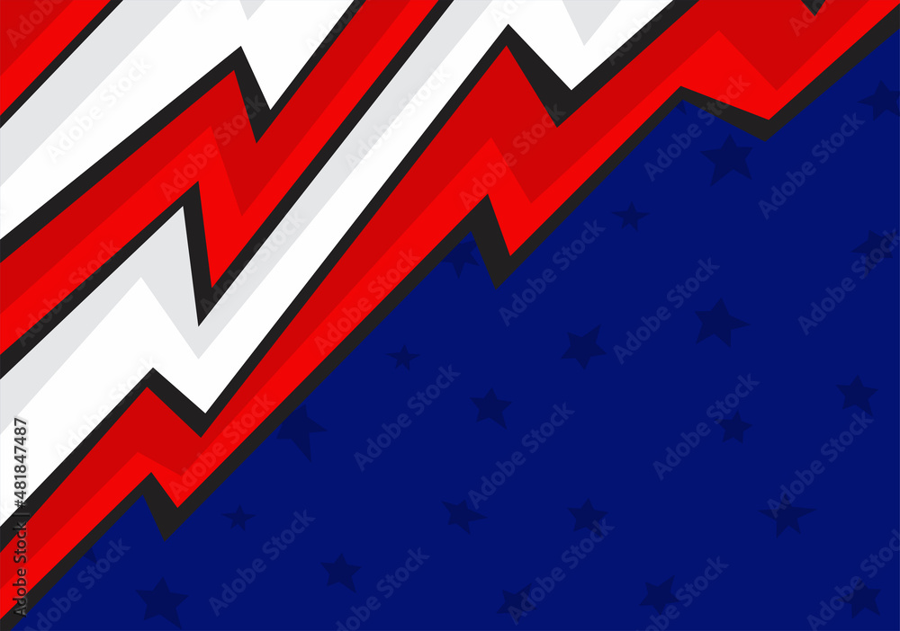 Poster abstract background with american flag theme with jagged zigzag line and some stars pattern