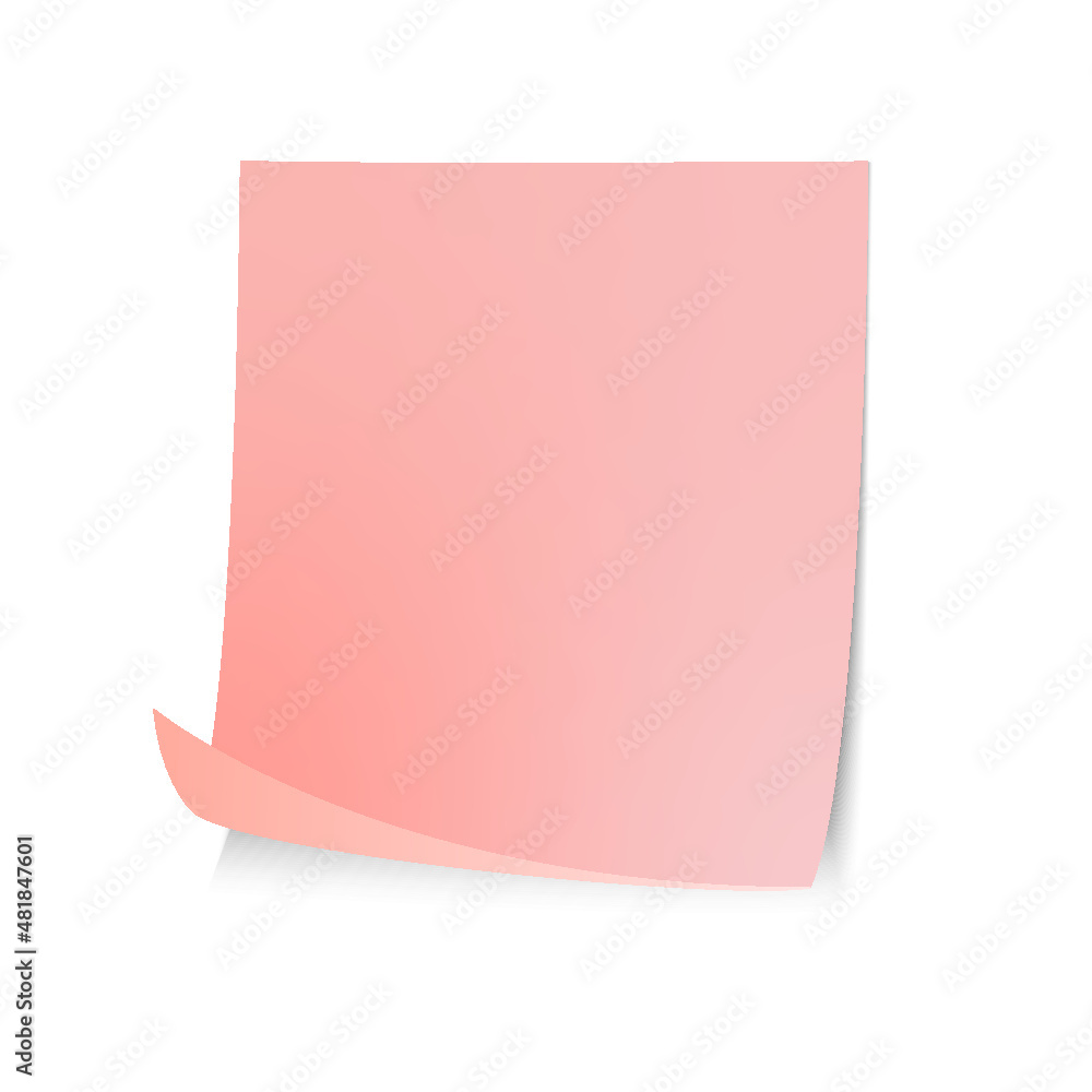 Poster orange blank paper with page curl isolated on a white background