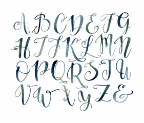 Alphabet watercolor capital letters boho style