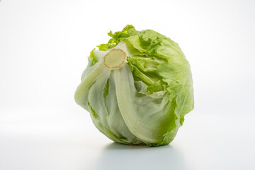 Iceberg lettuce on white background as package design element.
