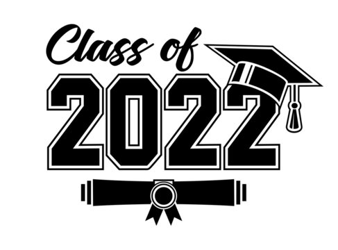 Lettering Class of 2022 for greeting, invitation card. Text for graduation design, congratulation event, T-shirt, party, high school or college graduate. Illustration, vector on transparent background
