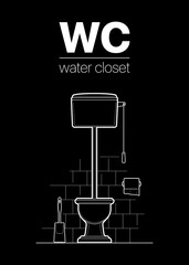 wc toilet logo thin lines. restroom vector illustration. toilet bathroom woman man