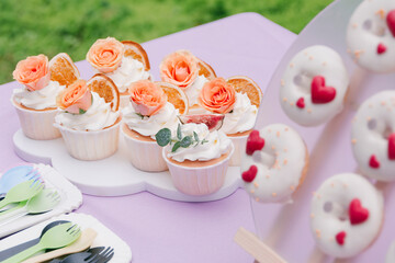 Dessert on the table at an outdoor party in Shanghai, China