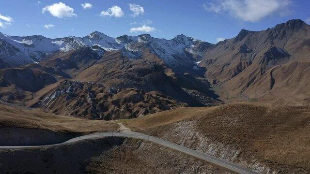 Aerial view of mountains surrounding Col du Galibier, France