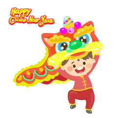 Fototapeta premium Cute Cartoon Chinese Kids for Chinese New Year.