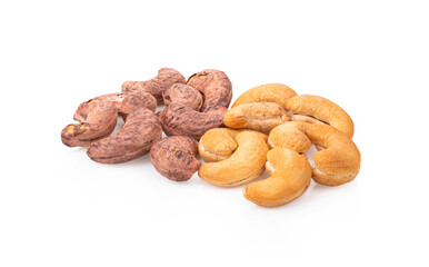 Roasted cashew nut on white background