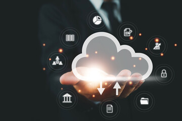 Big data analytics and business intelligence concept,Cloud Computer technology and storage online for computer business network ideas. Internet server services for transfer of  future in Data.