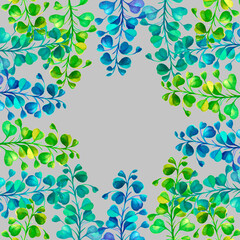 Scarf with colored branches on a gray background