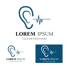 sense of  hearing  ear  icon logo vector design template illustration