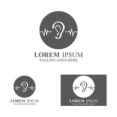 sense of  hearing  ear  icon logo vector design template illustration