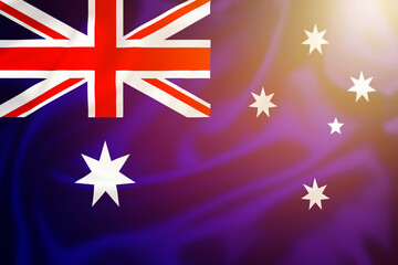 Australia flag silk surface sun haze illustration with
