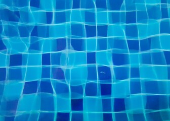 Refraction of light through water to swimming pool bottom