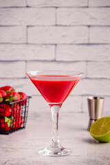 Cold summer strawberry cocktail