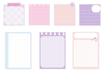 set of the soft pastel paper, planner, notepad, memo, sticky note, reminder.very cute, simple, and printable