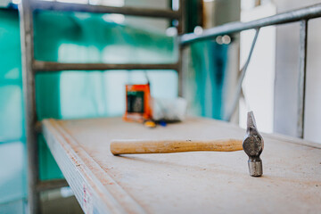 Steel Hammer Lying on Scaffolding