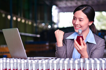 Businesswoman Asian manager working import export distribution beverage