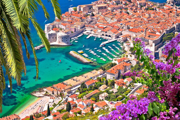 Town of Dubrovnik heritage harbor view from above