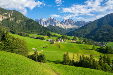 Fototapeta na wymiar Summer landscape of Santa Maddalena village in the Dolomites. Italy.