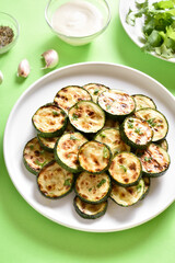 Fried zucchini on plate