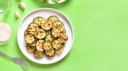 Fried zucchini on plate