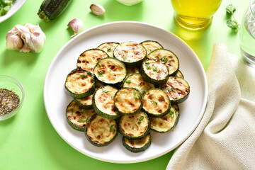 Fried zucchini on plate