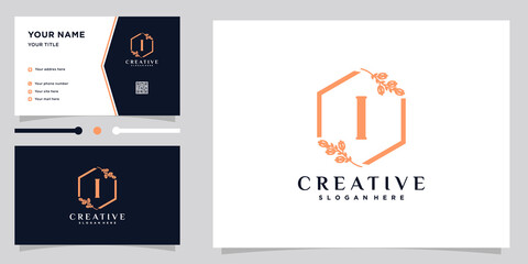 Monogram logo design initial latter I with style and creative concept