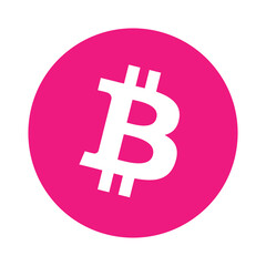 Bitcoin Icon Cryptocurrency in hot pink colour vector illustration. Best used for tshirt, mugs, website design.