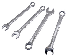 chrome vanadium wrenchs on white