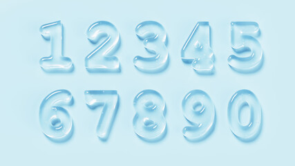 Blue water drop text isolated on blue background. 3D Illustration