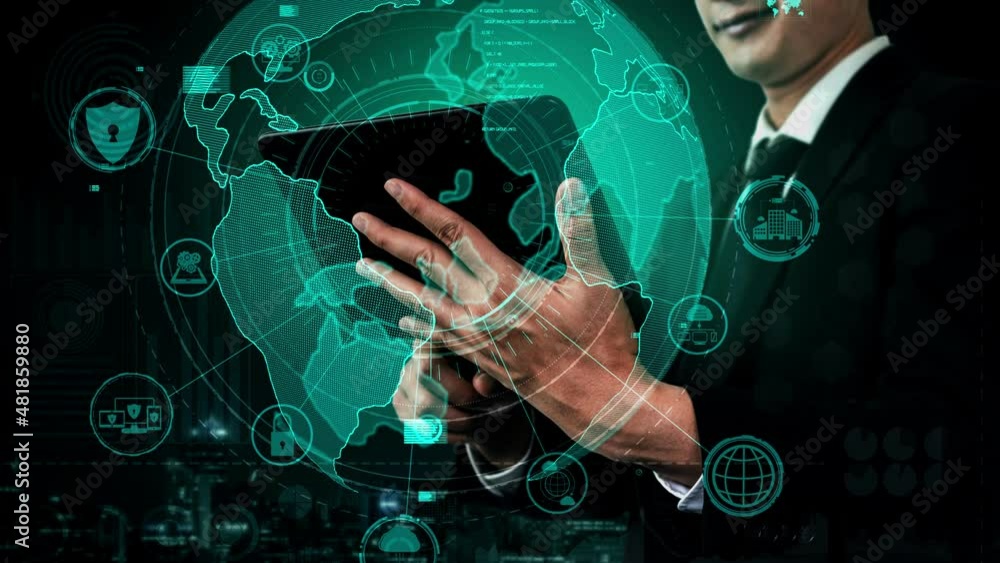 Poster cyber security encryption technology to protect data privacy conceptual . 3d render computer graphic