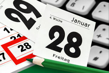 Kalender 28. und 29. Januar 2022 mit PC Keyboard