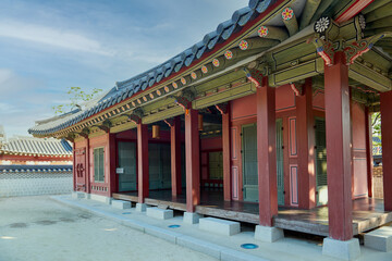 Fototapeta premium Jangdokdae, Korean traditional crocks or jars at Namsangol Hanok Village in Seoul, Korea